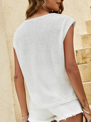 Lace Cut Out Sleeveless T-shirt