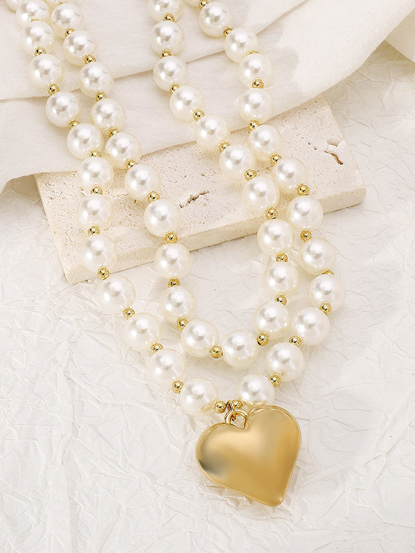 Beaded Heart Shape Dainty Necklace Necklaces Accessories