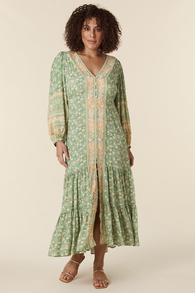 Ina Splice Printed Button Up Maxi Gown Dress