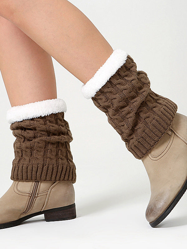 Casual Velvet Keep Warm Jacquard Leg Warmers Accessories