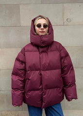 Oversized Puffer Jacket - Burgundy