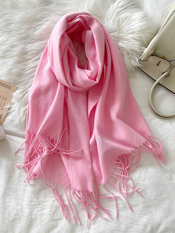 Solid Color Tasseled Shawl&Scarf