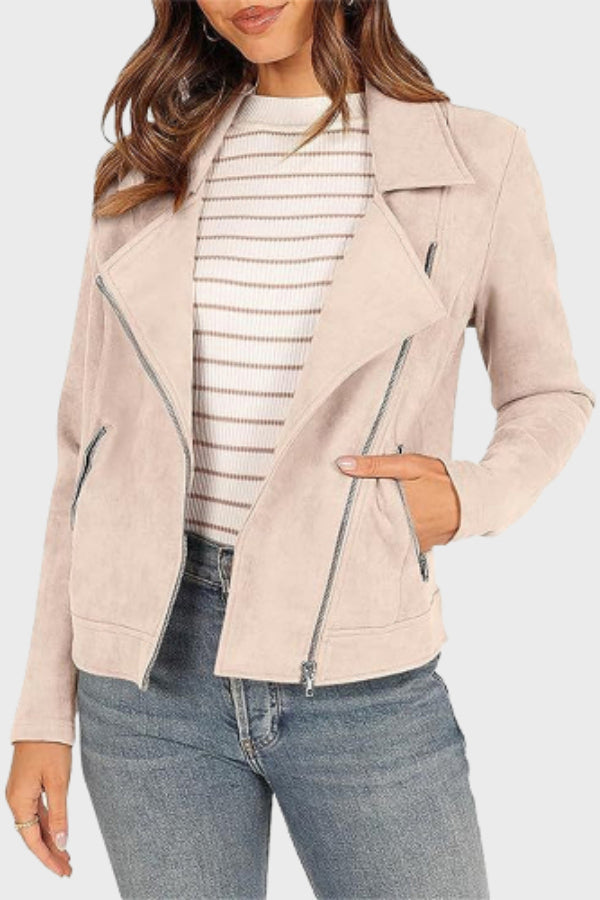 Timeless Suede Cropped Biker Jacket