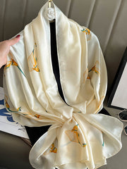 Silk Imitation Flower Print Scarf