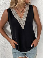 Loose Sleeveless Split-Joint V-Neck Blouses Vest Top