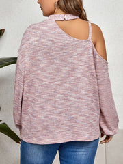 Slanted Neck Strap Solid Knitted Loose Top