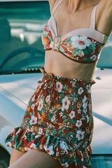 Cheryl Floral Printed Three-pieces Swim Set