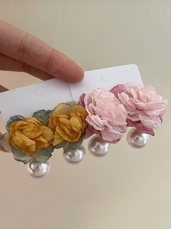 Flower Shape Pleated Earrings Accessories