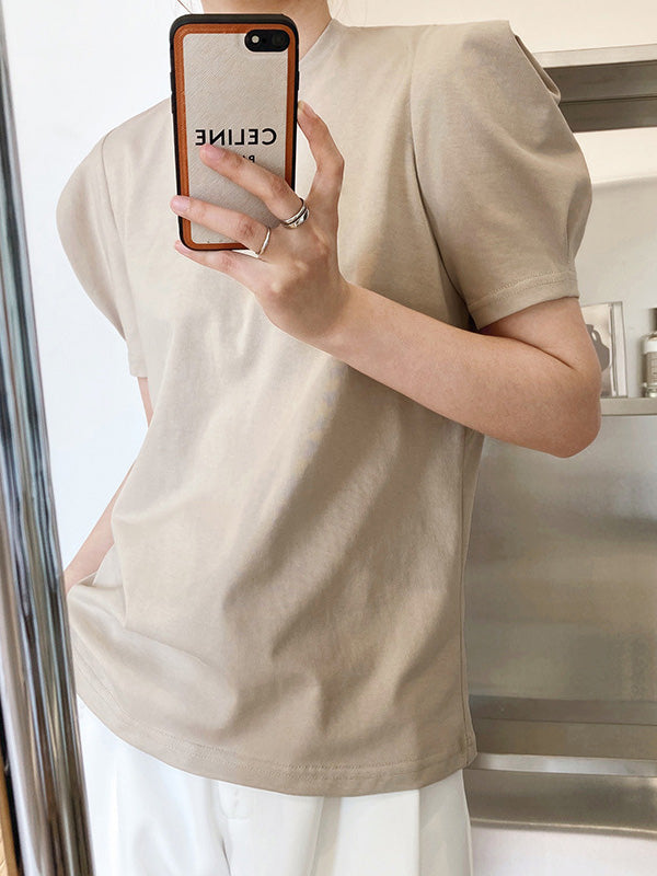 Original Puff Sleeve Round-Neck Casual T-Shirts