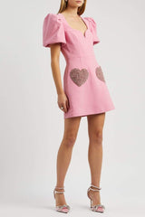 Felicia Diamante Heart Mini Dress