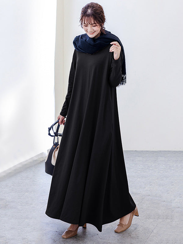 Simple 6 Colors Plus Size Loose Long Sleeve Casual Dress