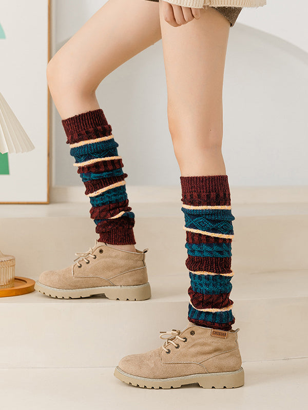 Casual Keep Warm Contrast Color Leg Warmers Accessories