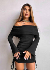 Chic Off-Shoulder Drawstring Bodycon Dress