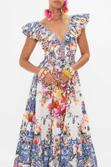 June Floral Printed Ruffle Maxi Dress