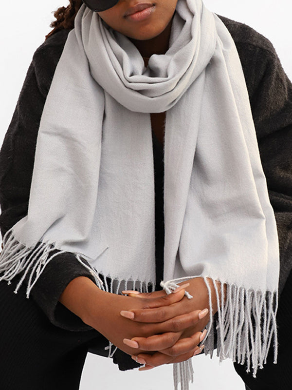 Solid Color Tasseled Shawl&Scarf