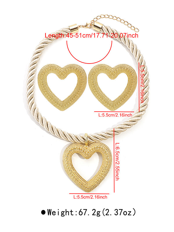 Heart Shape Drop Earrings + Necklaces Accessories