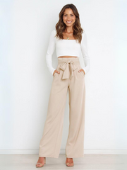 Iconic High Rise Pocketed Trouser Pants - Apricot