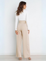 Iconic High Rise Pocketed Trouser Pants - Apricot