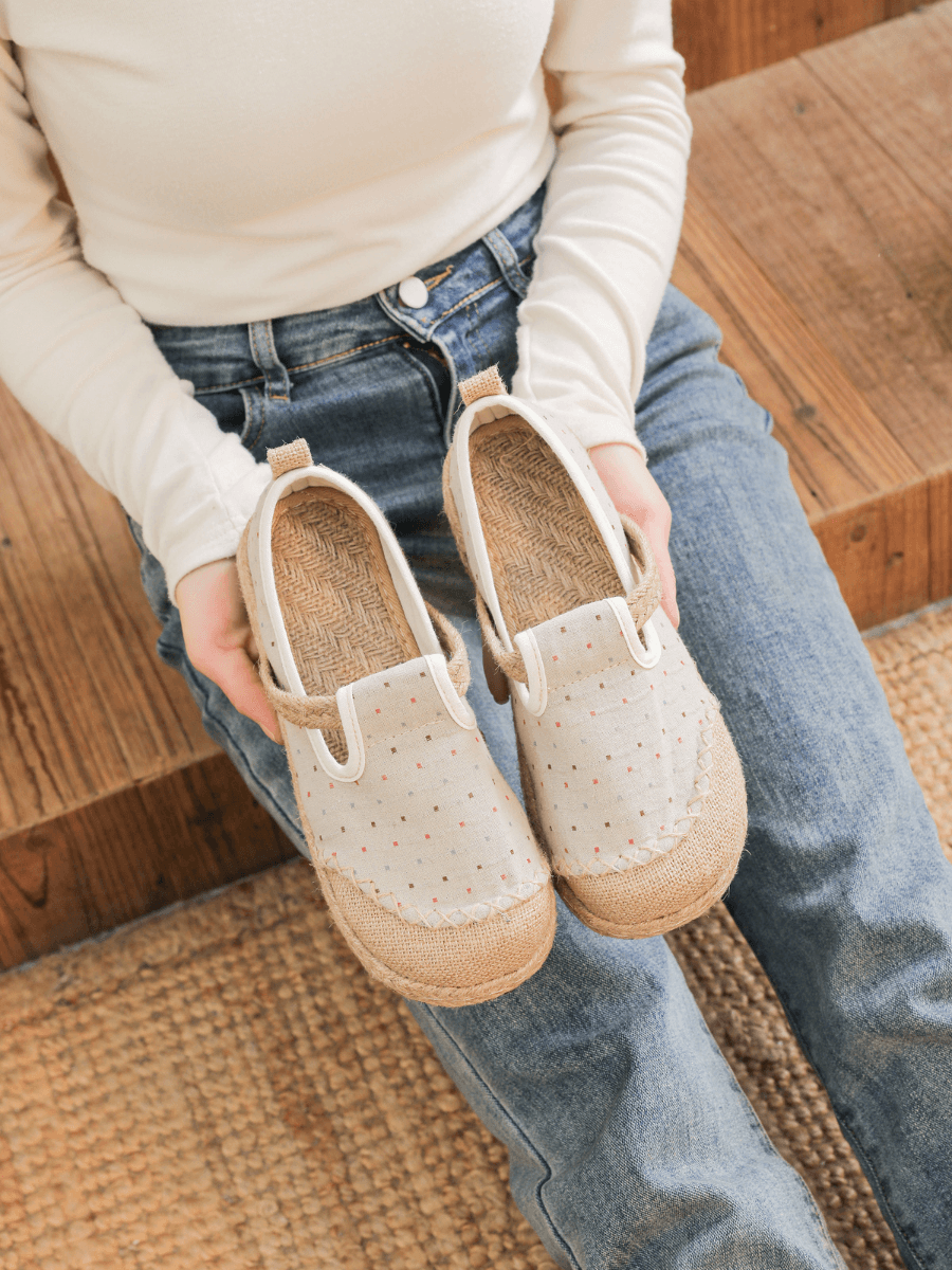 Cactus Rose | Aletta Dots Linen Espadrilles - Apricot