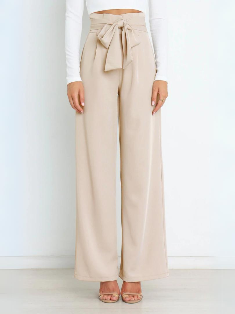 Iconic High Rise Pocketed Trouser Pants - Apricot