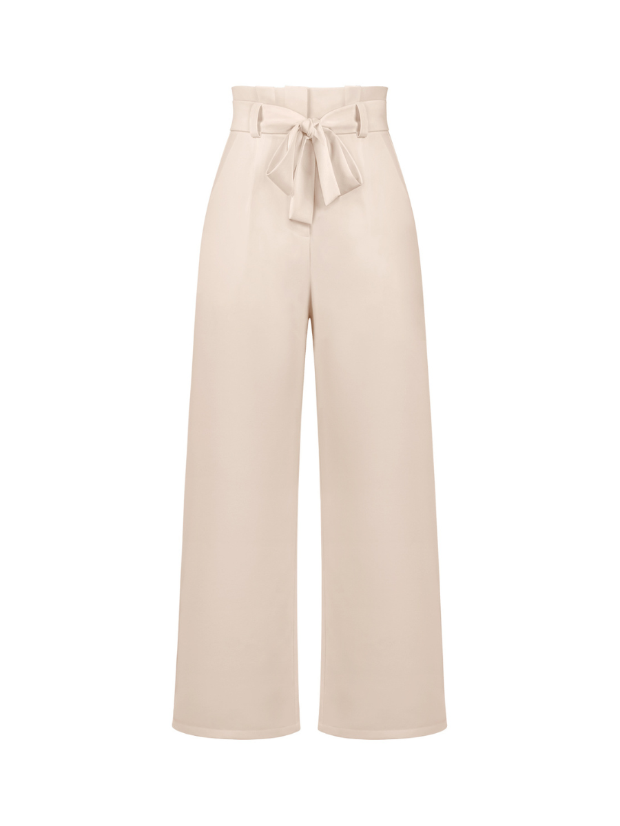 Iconic High Rise Pocketed Trouser Pants - Apricot