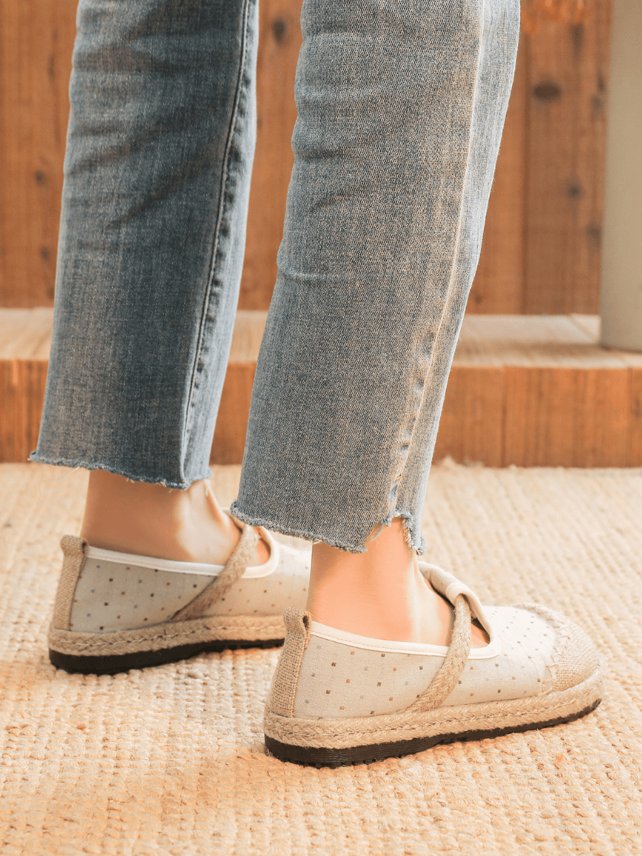 Cactus Rose | Aletta Dots Linen Espadrilles - Apricot