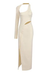 Asymmetrical Long Sleeve Cut Out Bodycon Bandage Evening Maxi Dress