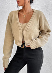 Cozy Knit Cropped Sweater & Cardigan Set