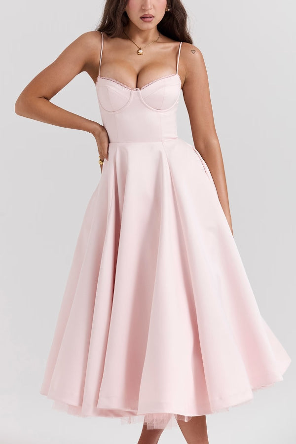 Suspender V-Neck Sleeveless Tutu Maxi Dress