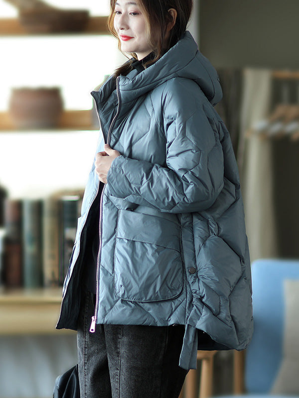 Original Solid Hooded Cotton-Padded Coat