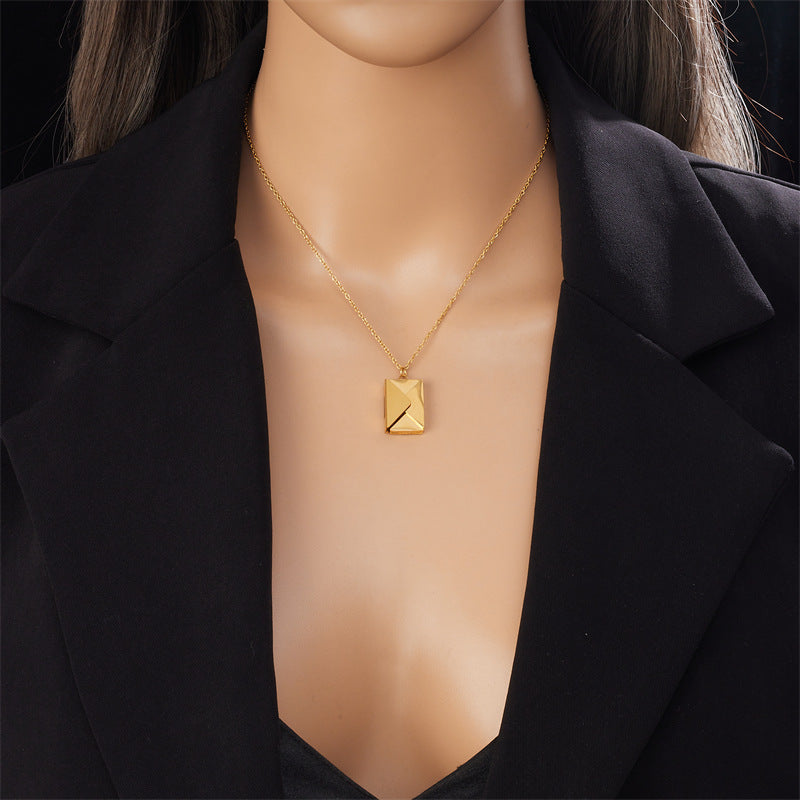 Luxe Envelope Pendant Necklace – Golden Letters Edition