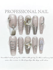 Detachable Rhine Stones Press-On Nails