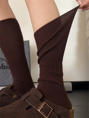 Loose Hollow Solid Color Split-Joint Socks