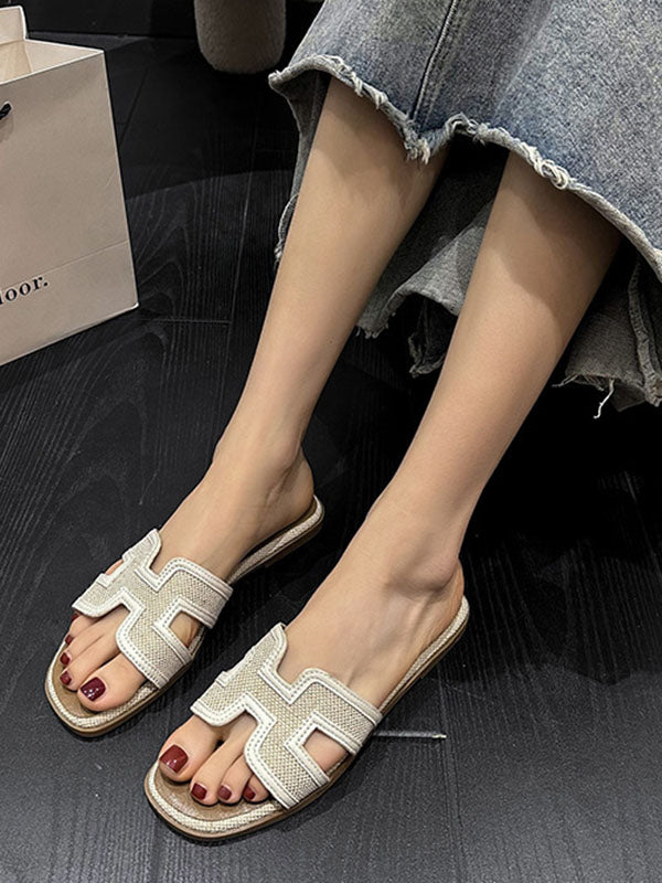 Hollow Open Toe Split-Joint Slippers