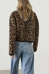 Wool and Alpaca Blend Animal Print Cardigan