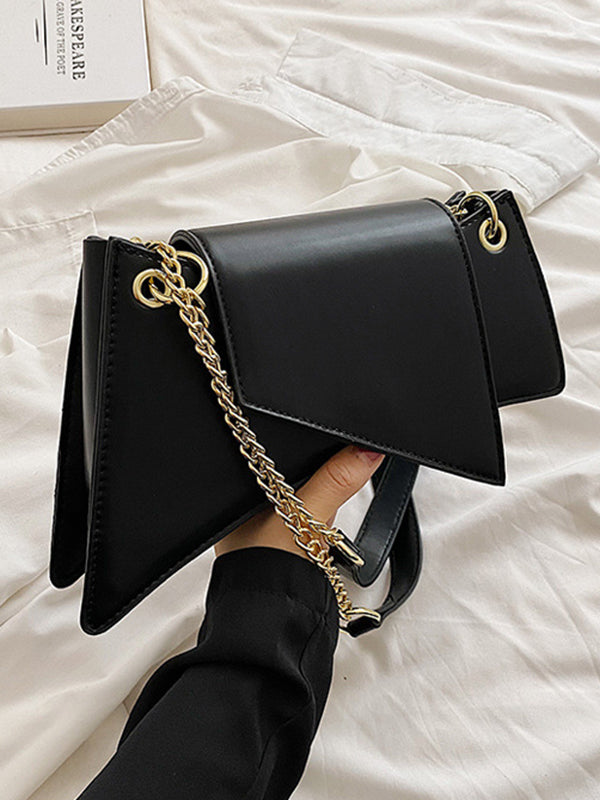 Chains Geometric Zipper Handbags