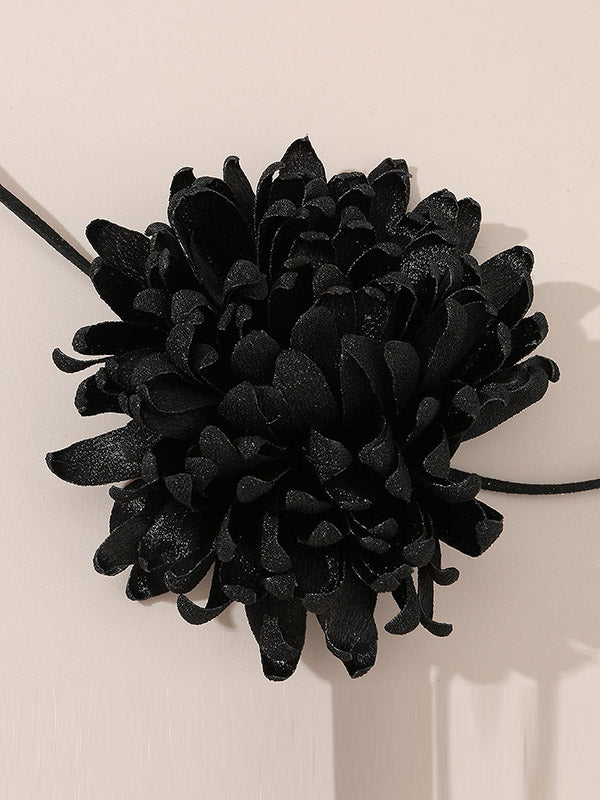 Solid Color Three-Dimensional Flower Tied Necklaces Accessories