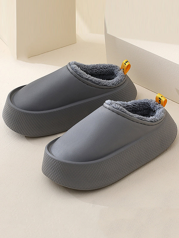 Home Non-Slip Keep Warm Velvet Waterproof Solid Color Slippers