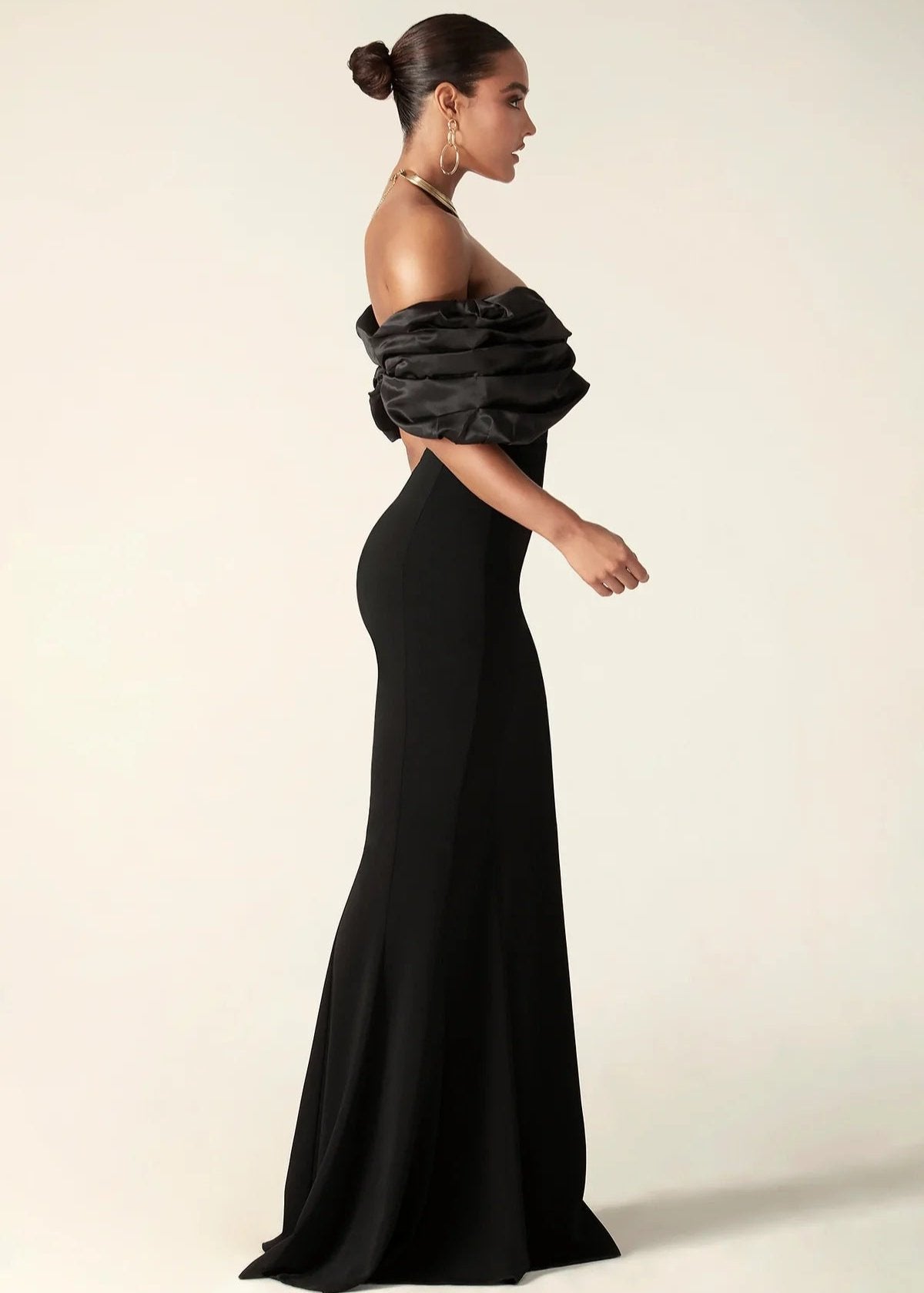 Luxe Off-Shoulder Satin Evening Gown