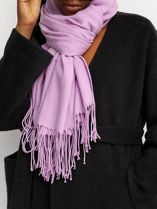 Solid Color Tasseled Shawl&Scarf