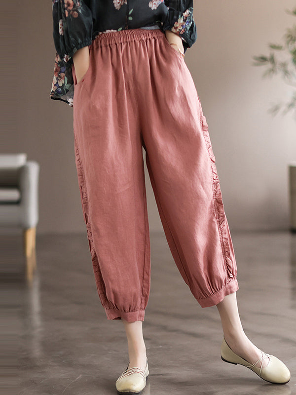 Vintage Linen Falbala Harem Capri-Pants