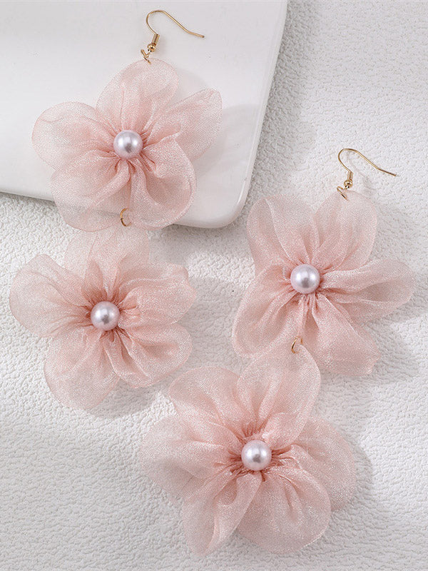 Three-Dimensional Flower Drop Earrings