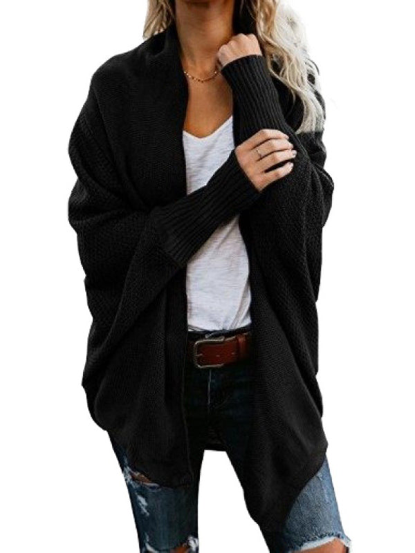 Casual Batwing Sleeves Loose Solid Color Cardigan Tops