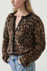 Wool and Alpaca Blend Animal Print Cardigan