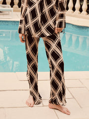 Exquisite Irregular Geometric Plaid Print Pants