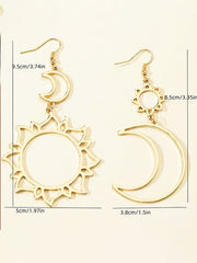 Hollow Solid Color Sun&Moon Tasseled Eardrop Accessories