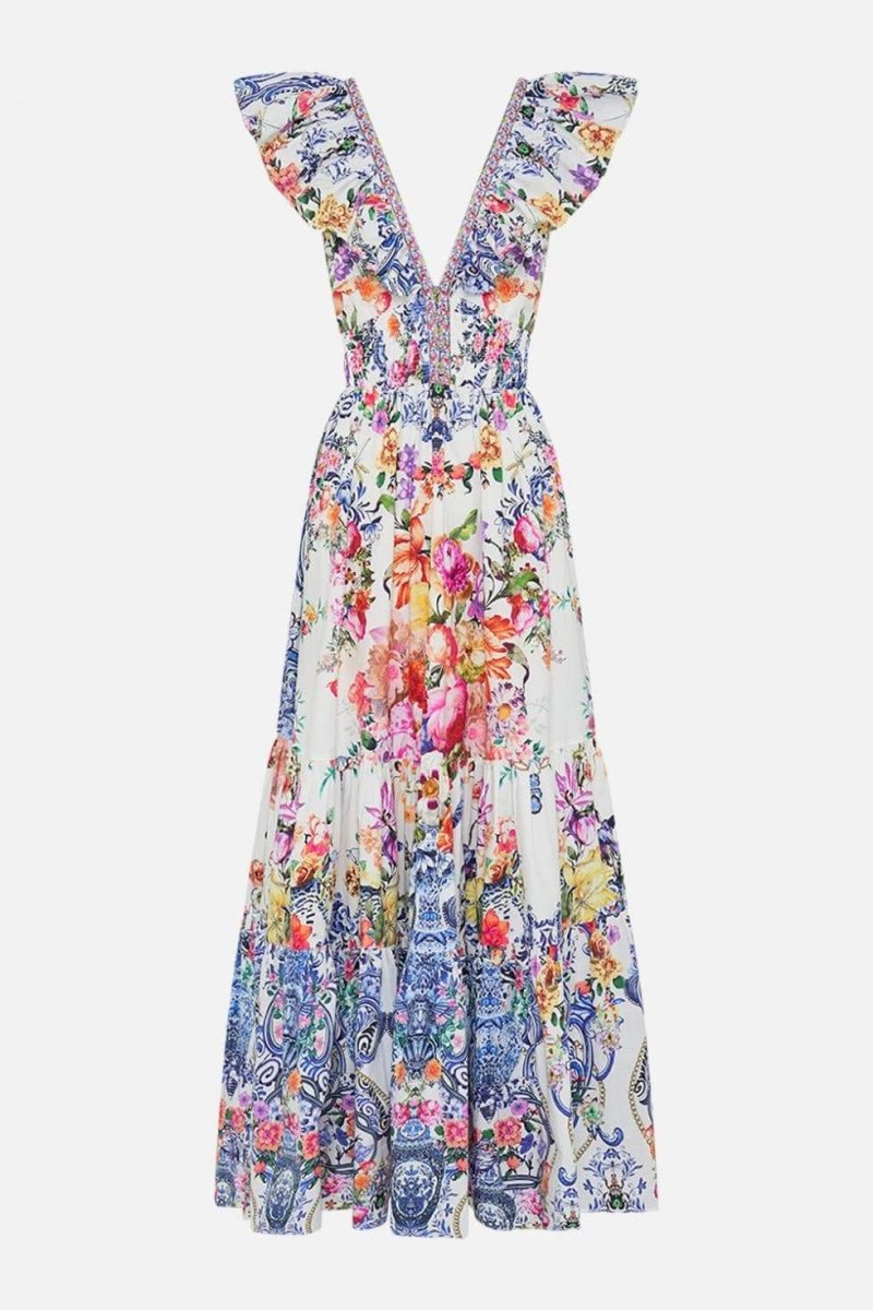 June Floral Printed Ruffle Maxi Dress