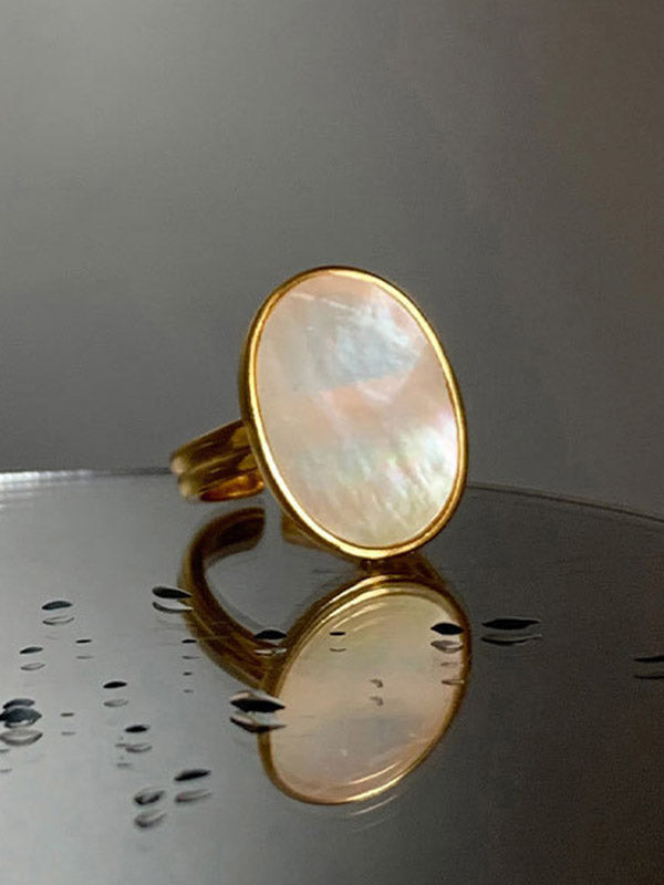 Adjustable Mother-Of-Pearl Geometric Rings Accessories