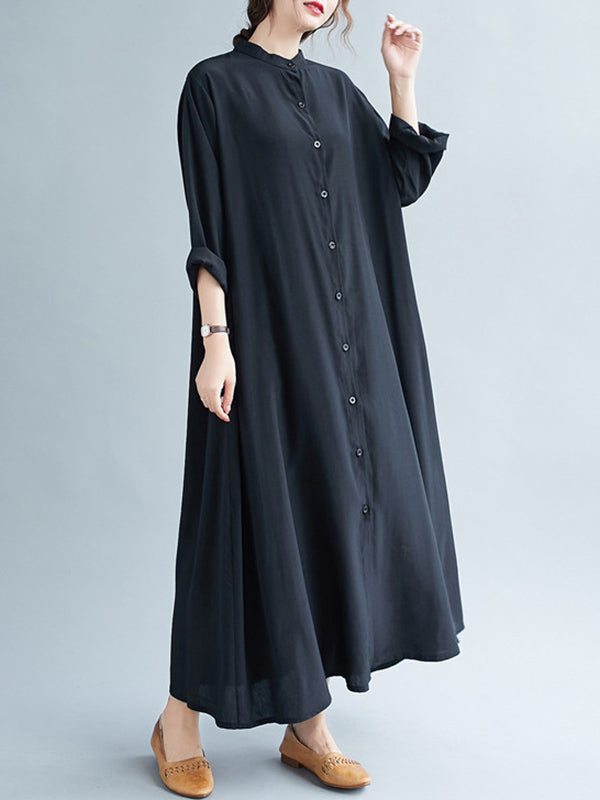 Original Solid Round-Neck Shirts Dress