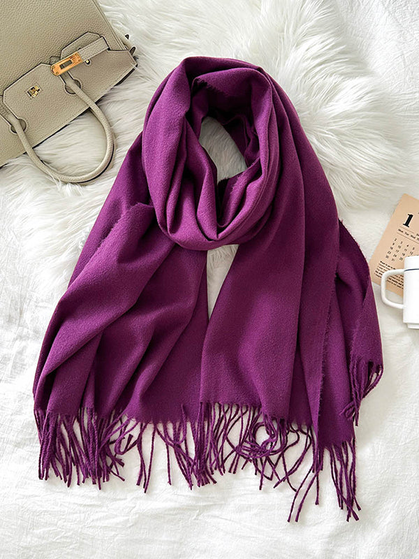 Solid Color Tasseled Shawl&Scarf